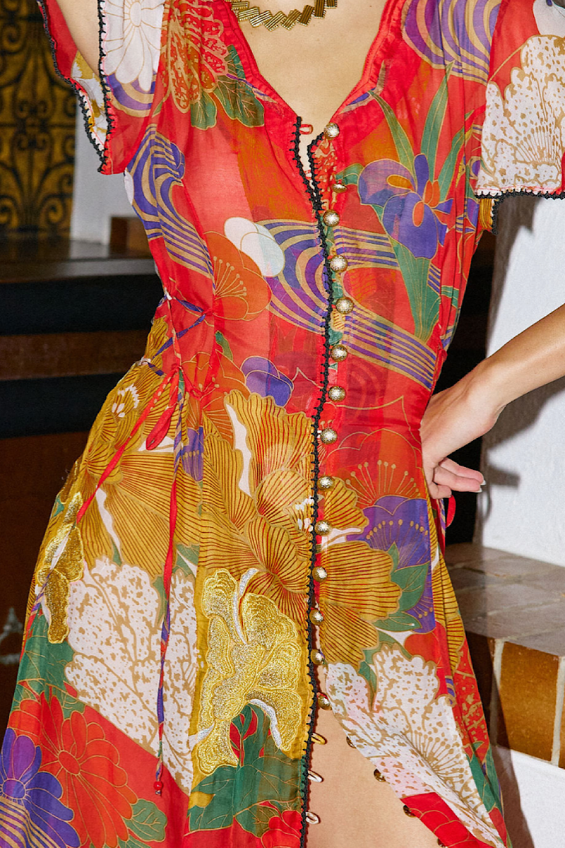 What I Did For Love Silk/Cotton Gauze, Embroidered + Midi Dress - Chasing Unicorns