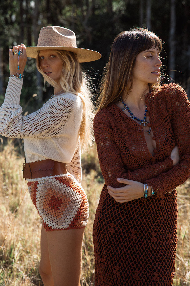 Wish You Were Here Crochet Maxi Dress - Cacao - Chasing Unicorns