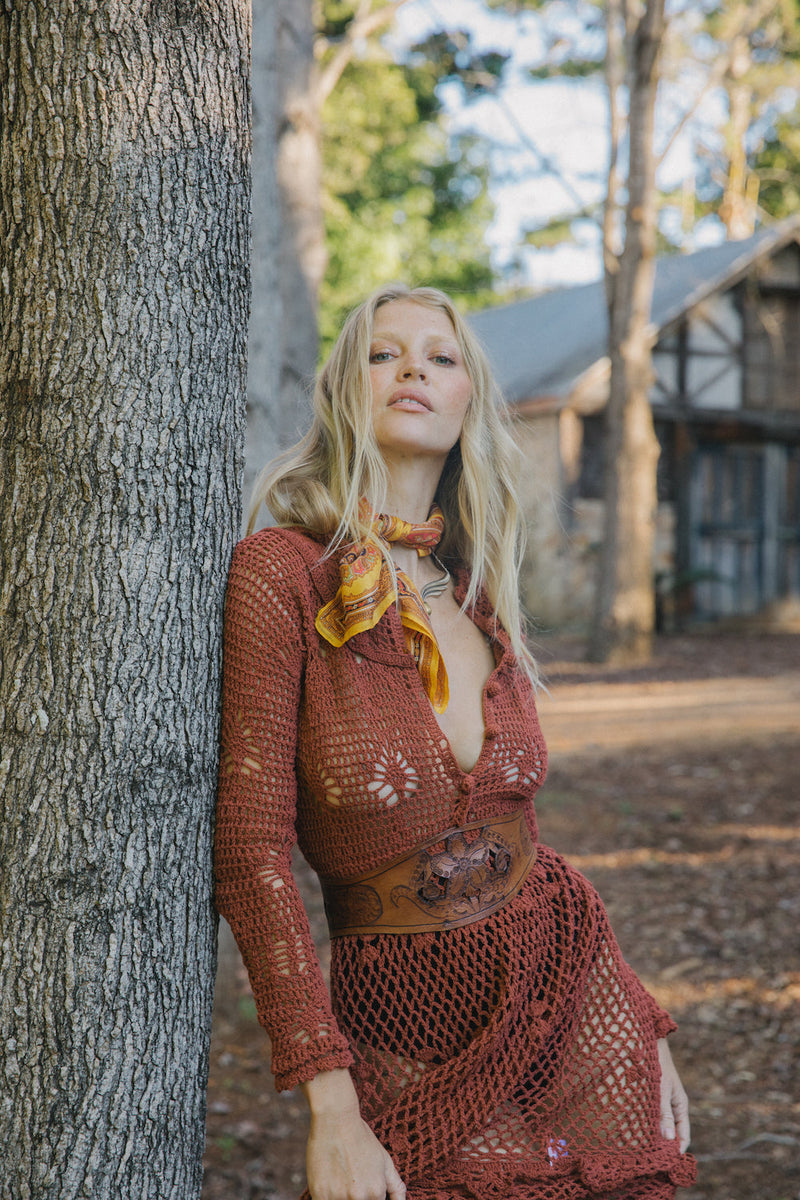 Wish You Were Here Crochet Maxi Dress - Cacao - Chasing Unicorns