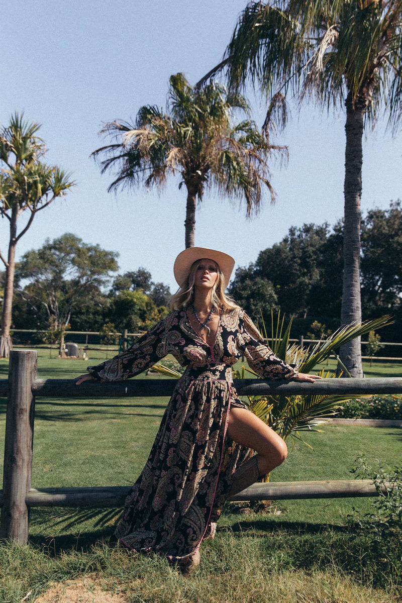 Witchy Woman Watercolour Paisley Maxi Dress - Chasing Unicorns