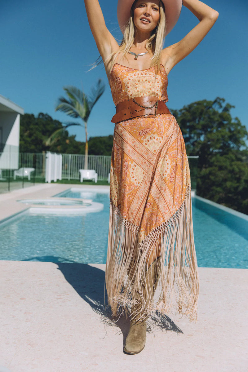 Wonderful Tonight Silk + Fringe Slip Dress - Chasing Unicorns