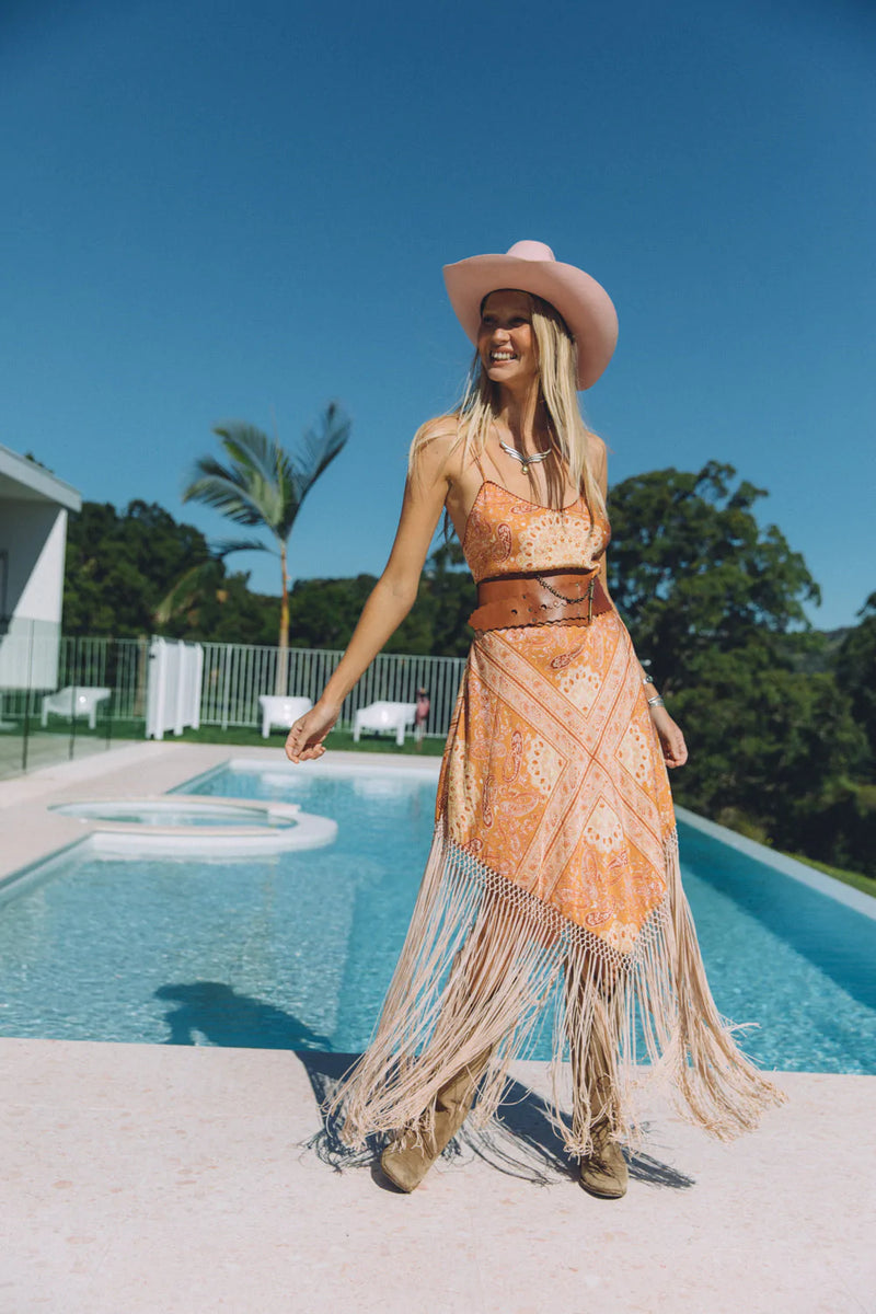 Wonderful Tonight Silk + Fringe Slip Dress - Chasing Unicorns