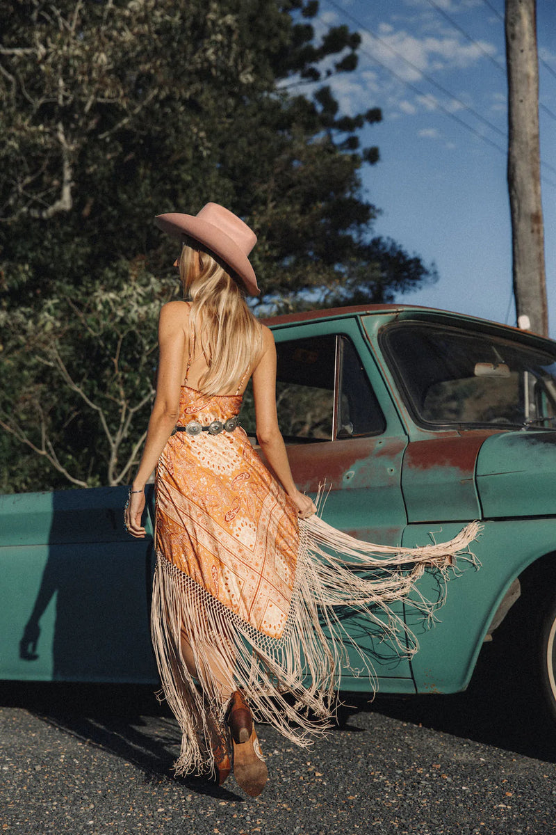 Wonderful Tonight Silk + Fringe Slip Dress - Chasing Unicorns