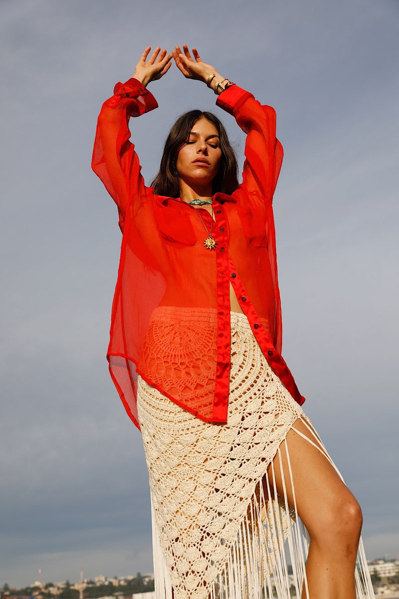 Happy Instead Silk Crinkle + Silk Satin Shirt