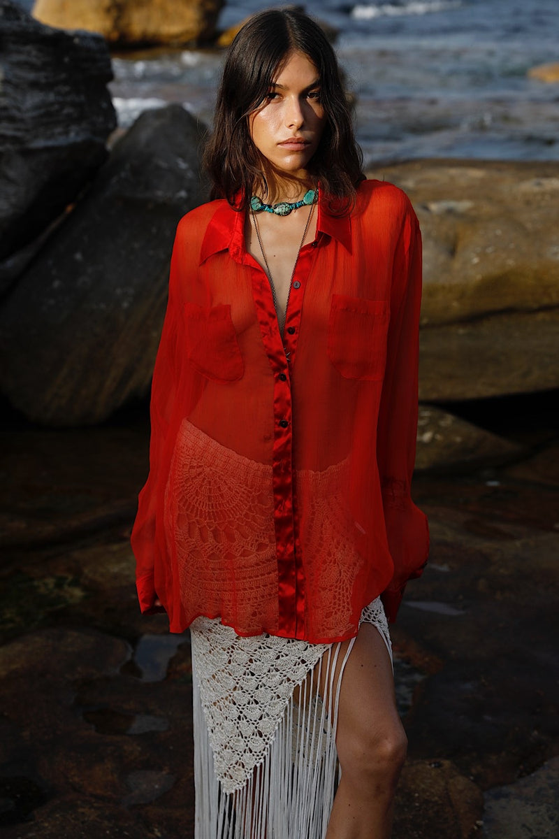 Happy Instead Silk Crinkle + Silk Satin Shirt