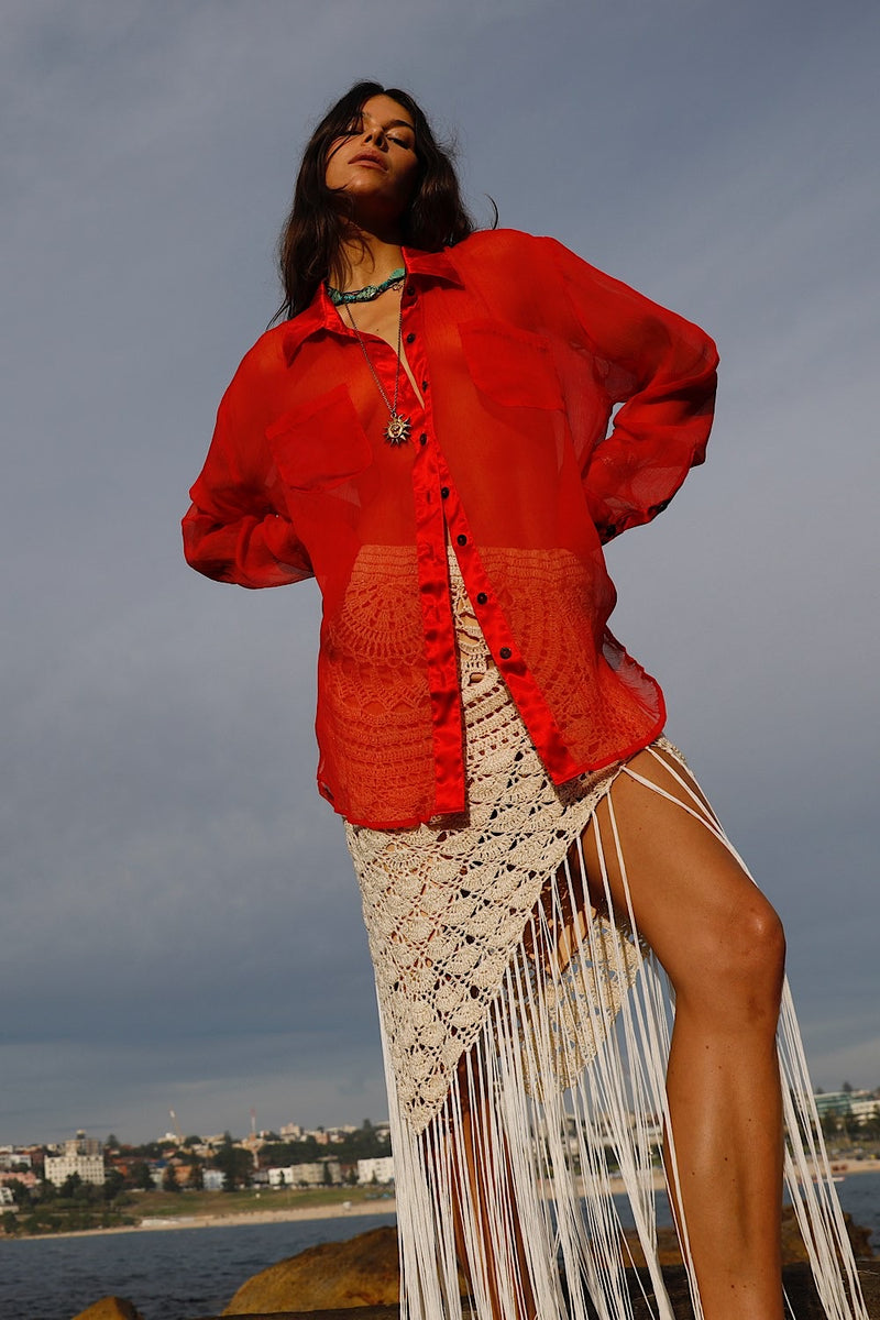 Happy Instead Silk Crinkle + Silk Satin Shirt