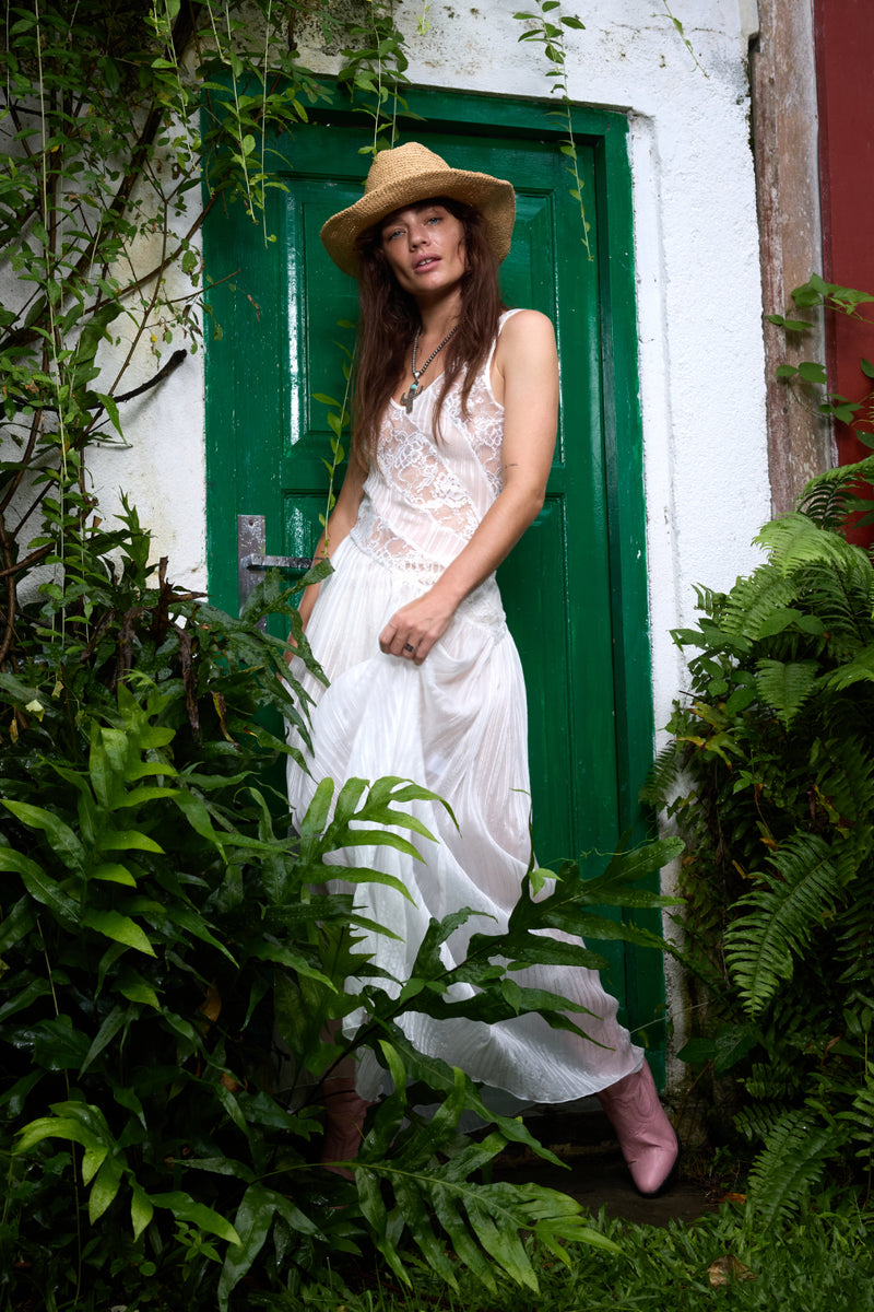 Take My Breath Away Silk Dress - White