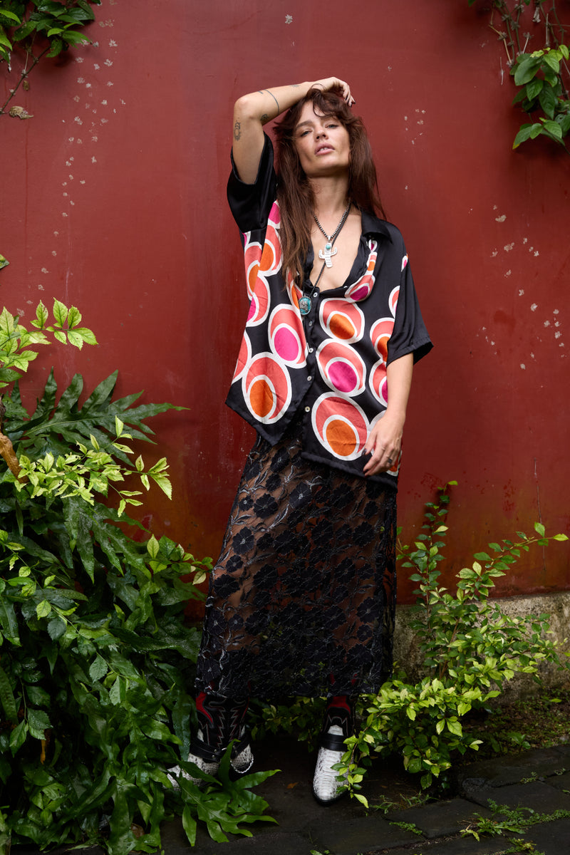 Under Your Spell Black Lace Midi Skirt