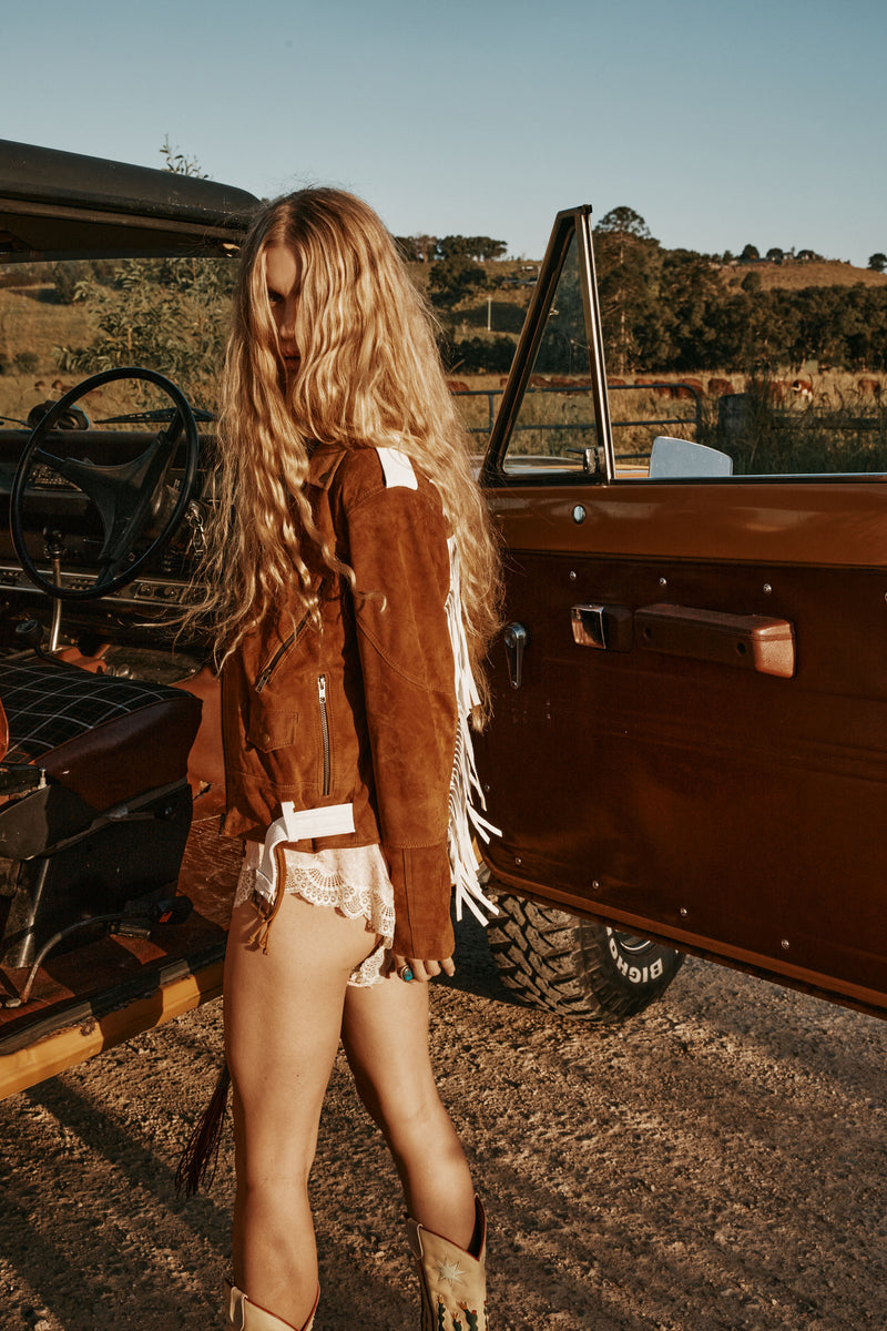 Wild America Suede + Fringe Jacket - Tobacco