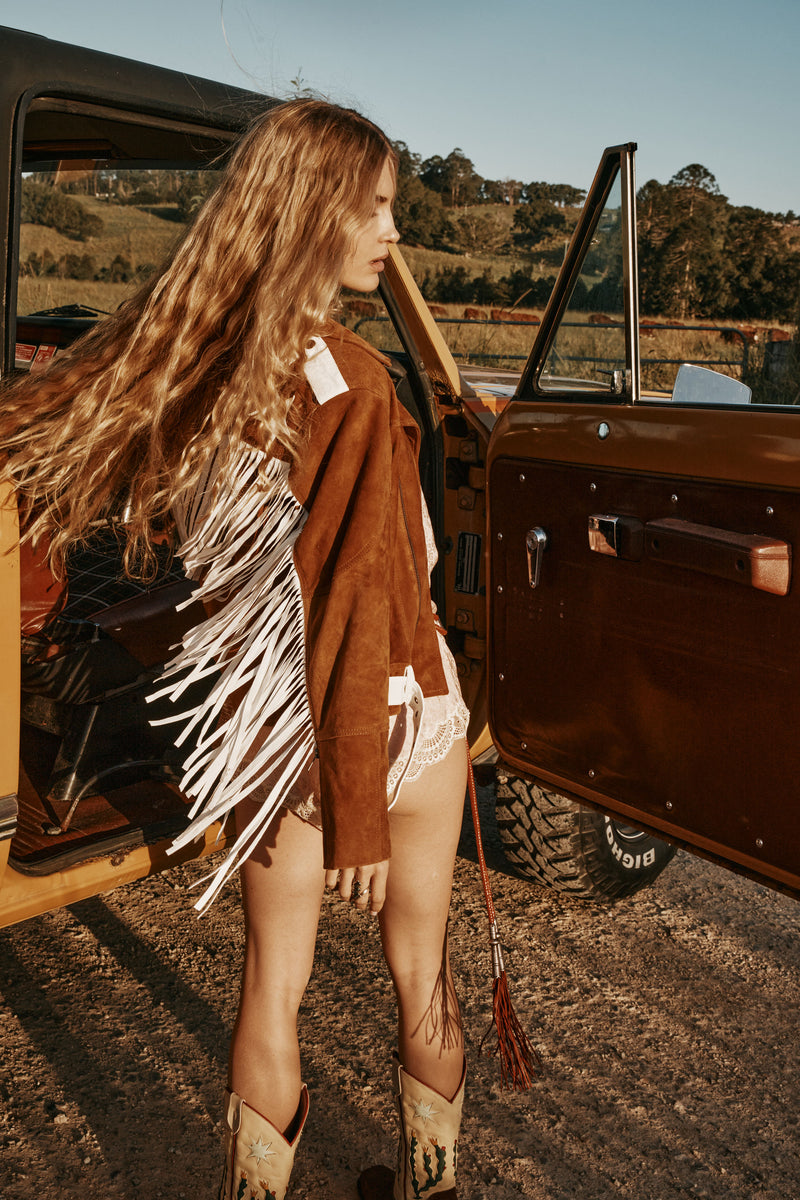 Wild America Suede + Fringe Jacket - Tobacco