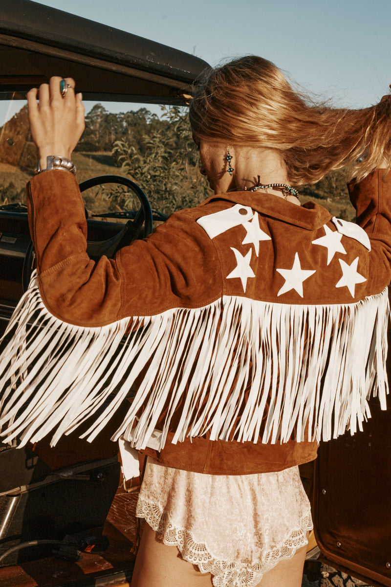 Wild America Suede + Fringe Jacket - Tobacco