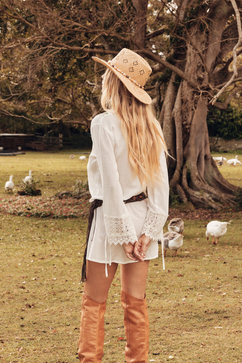 Sweet Marie Embroidered Cotton Tunic Dress
