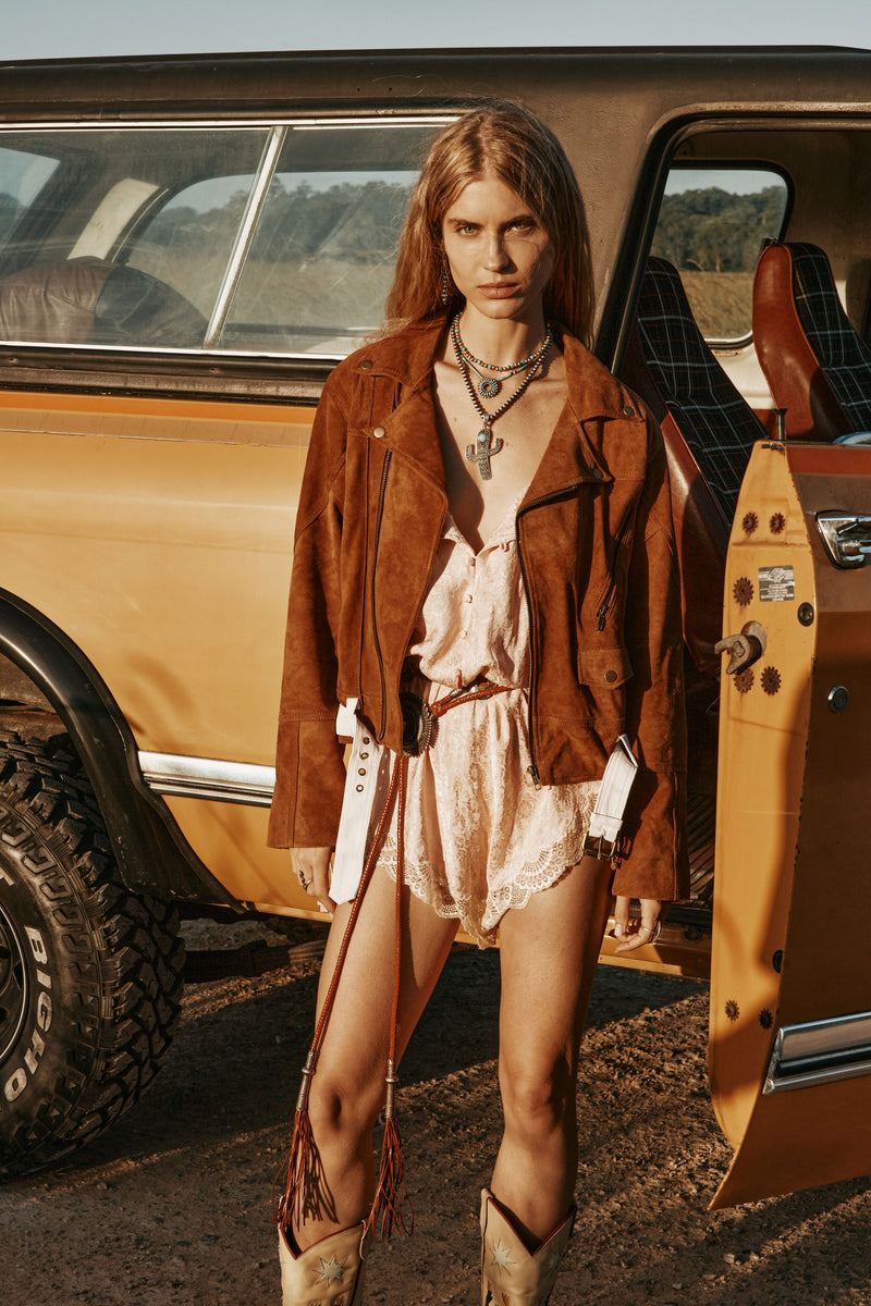 Wild America Suede + Fringe Jacket - Tobacco