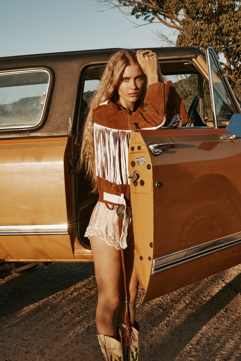 Wild America Suede + Fringe Jacket - Tobacco