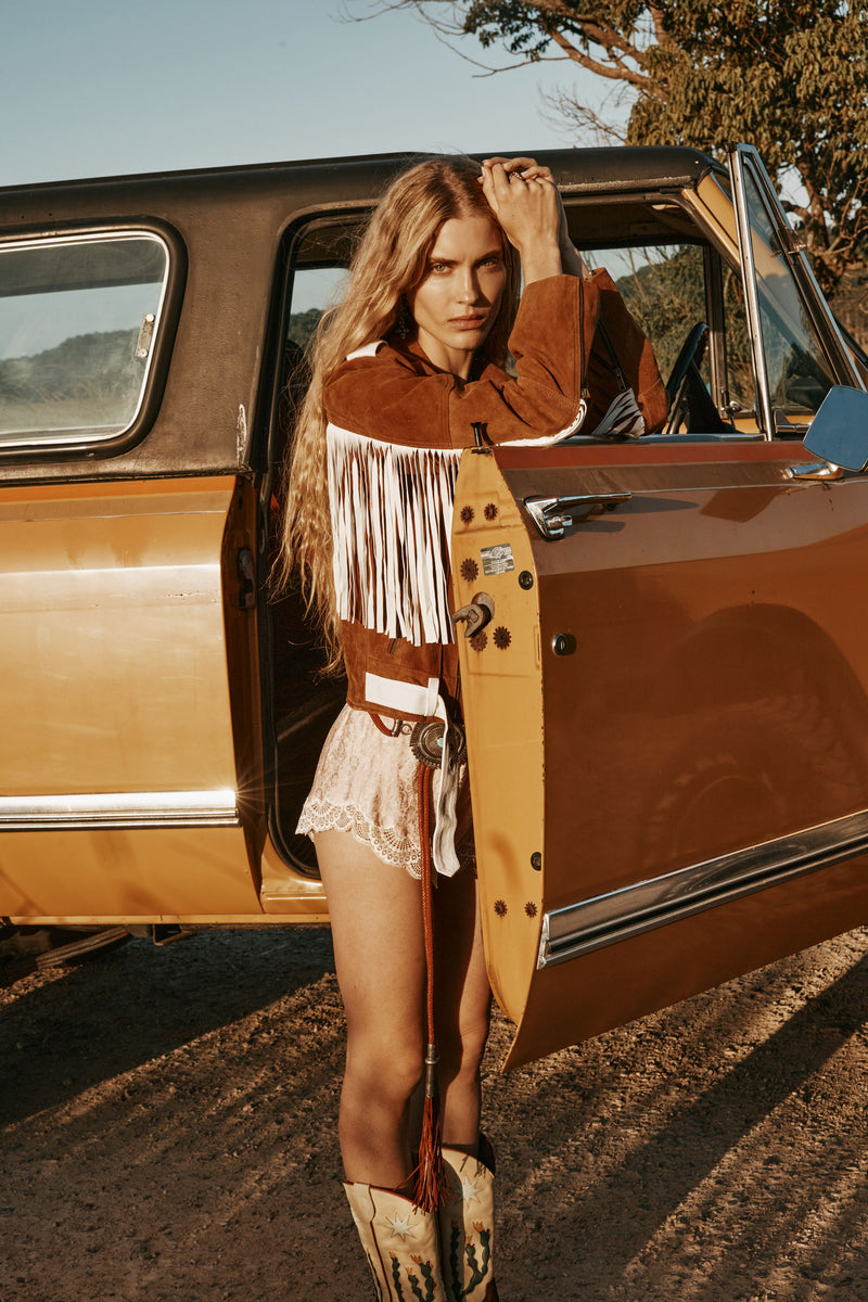 Wild America Suede + Fringe Jacket - Tobacco