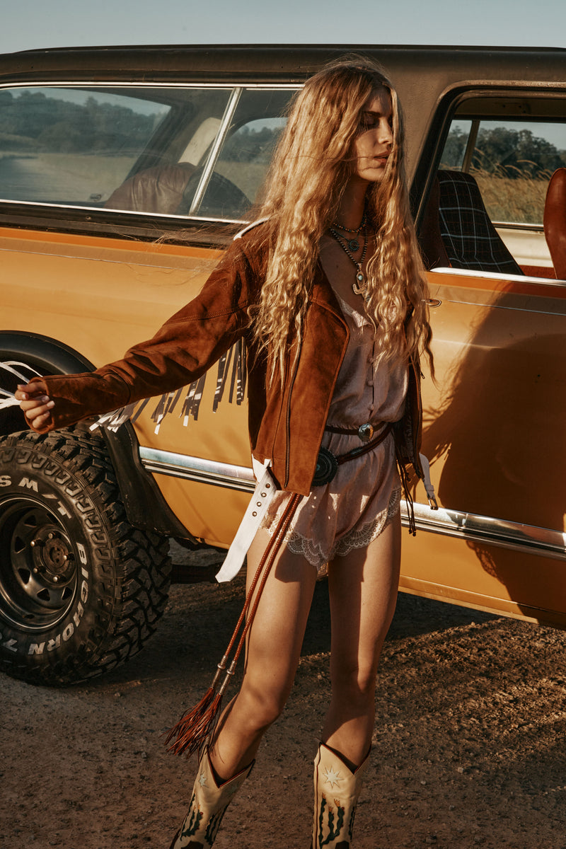 Wild America Suede + Fringe Jacket - Tobacco