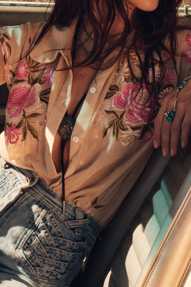 Amelia Cotton Embroidered Sleeveless Blouse