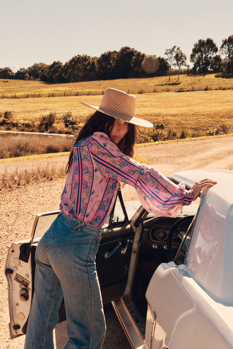 Break On Through Silk Blouse - Blush Meadow