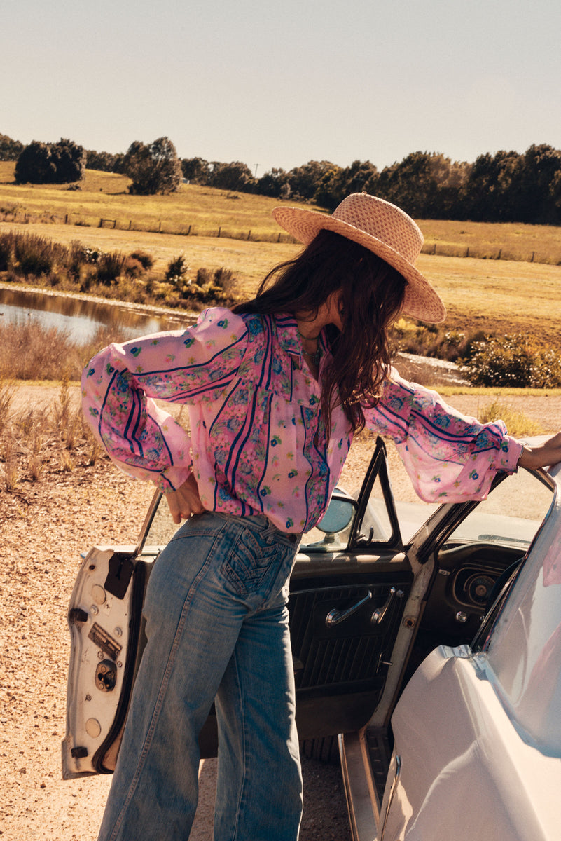 Break On Through Silk Blouse - Blush Meadow