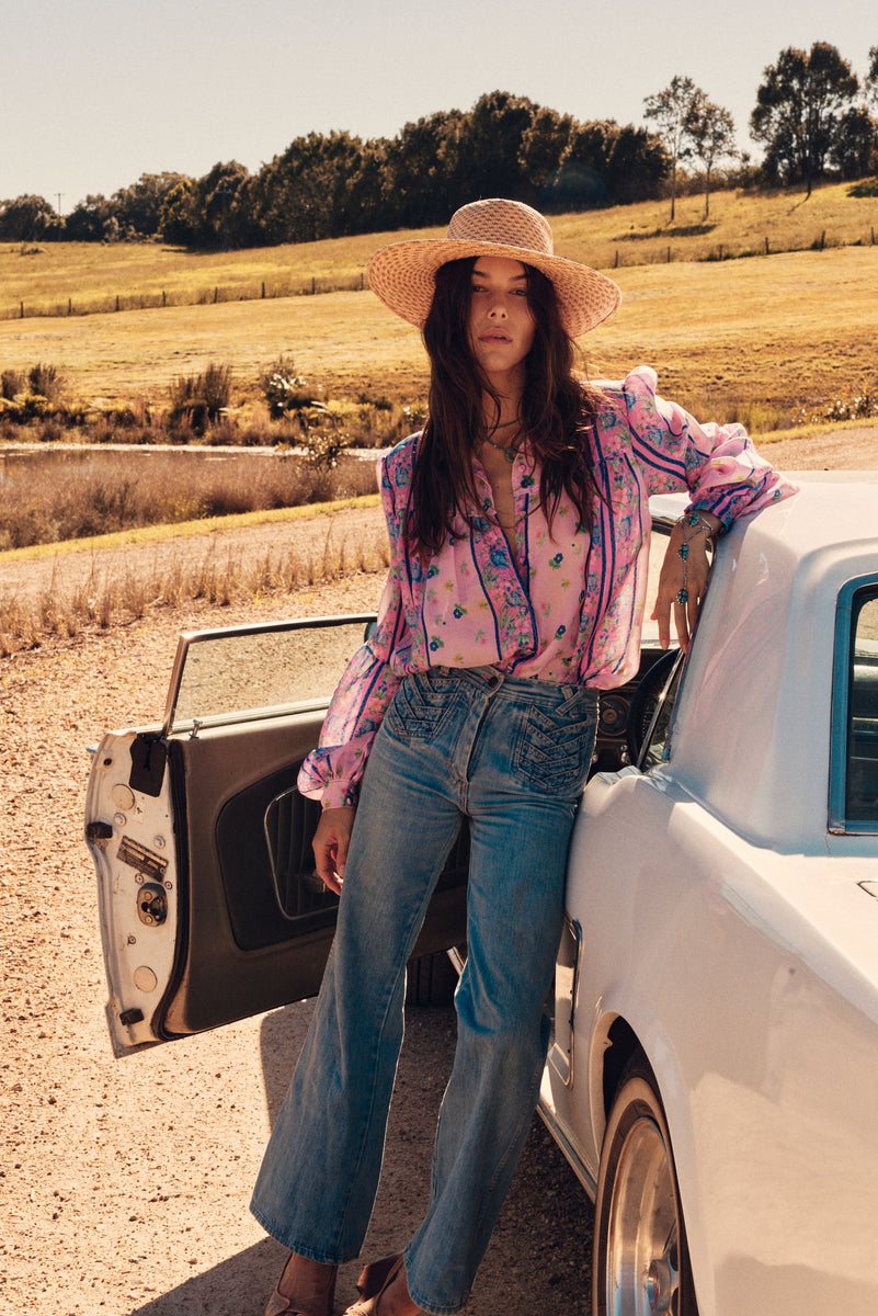 Break On Through Silk Blouse - Blush Meadow