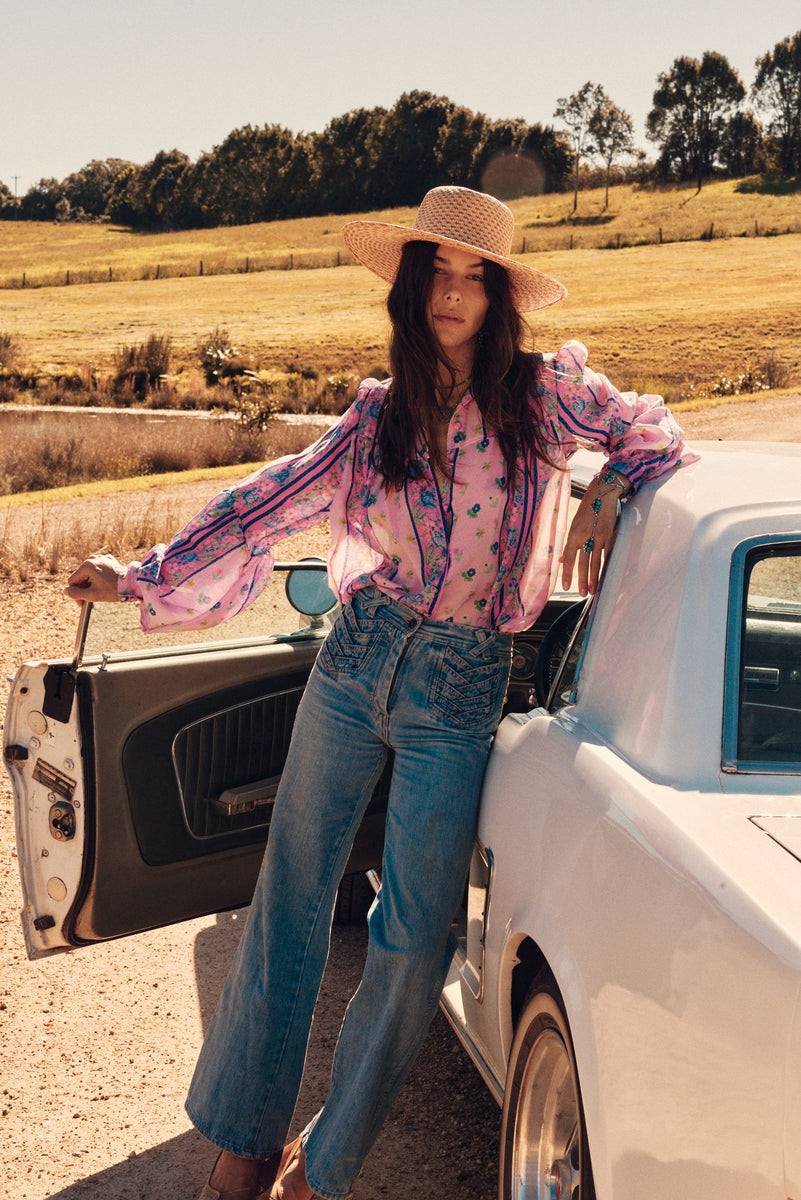 Break On Through Silk Blouse - Blush Meadow