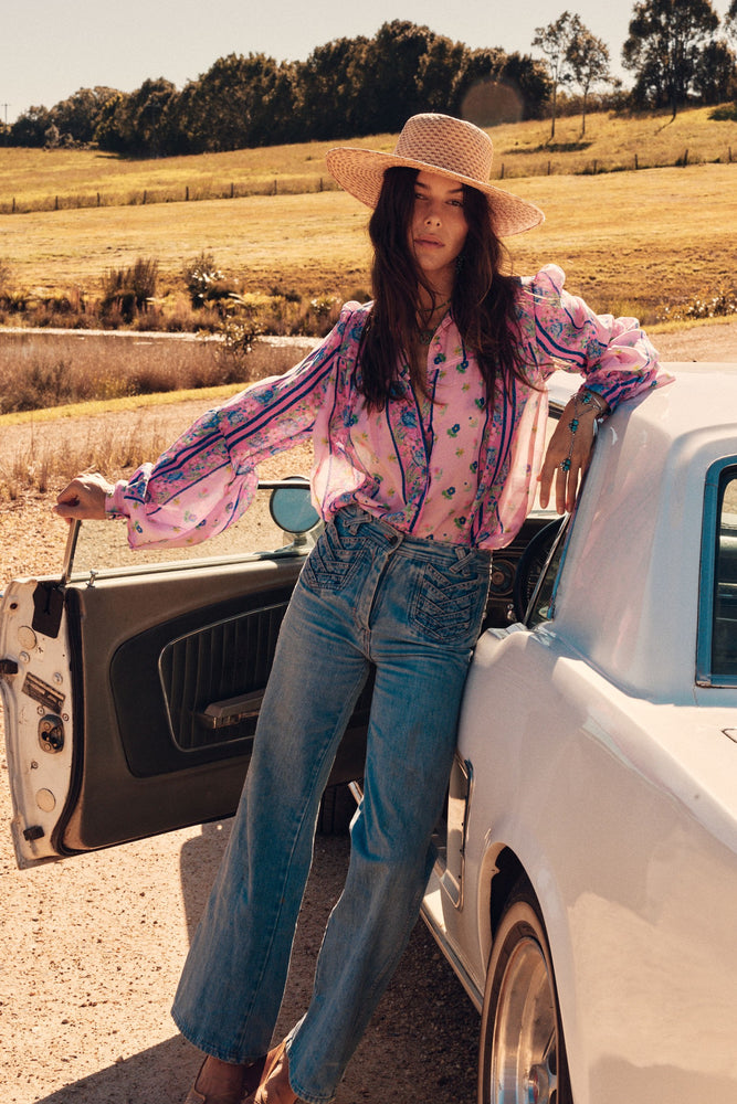 Break On Through Silk Blouse - Blush Meadow