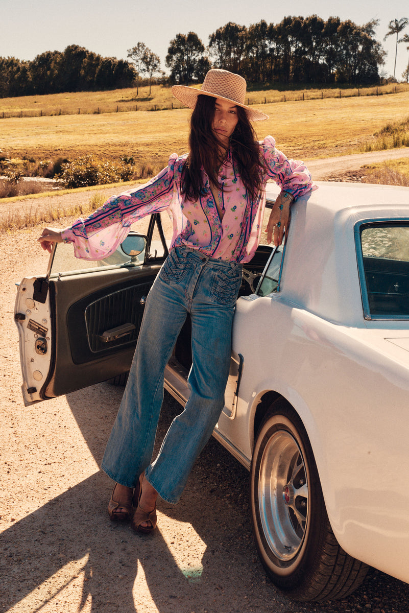 Break On Through Silk Blouse - Blush Meadow