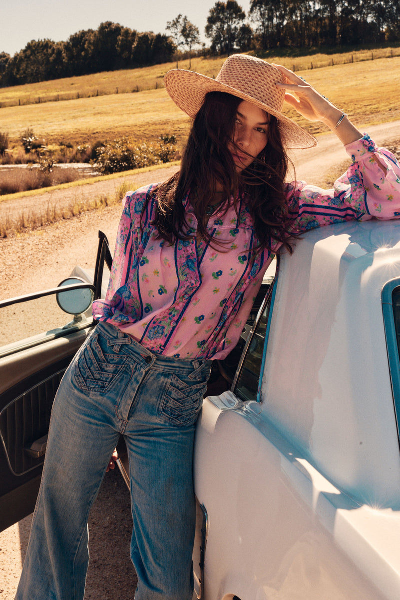 Break On Through Silk Blouse - Blush Meadow
