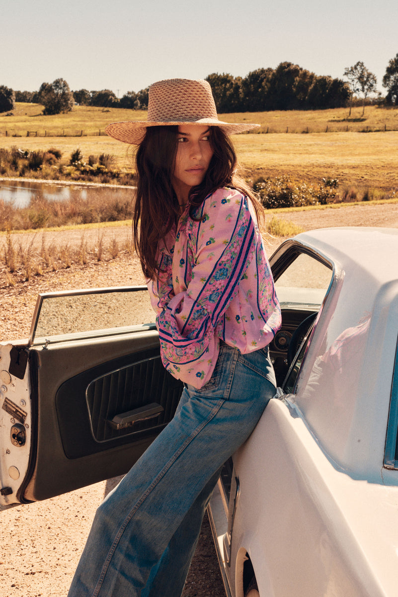 Break On Through Silk Blouse - Blush Meadow