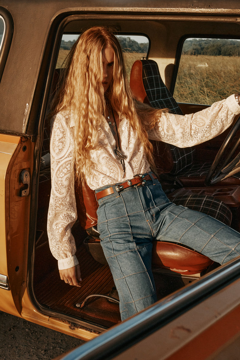 Sweet Virginia Paisley Lace Long Sleeve Shirt