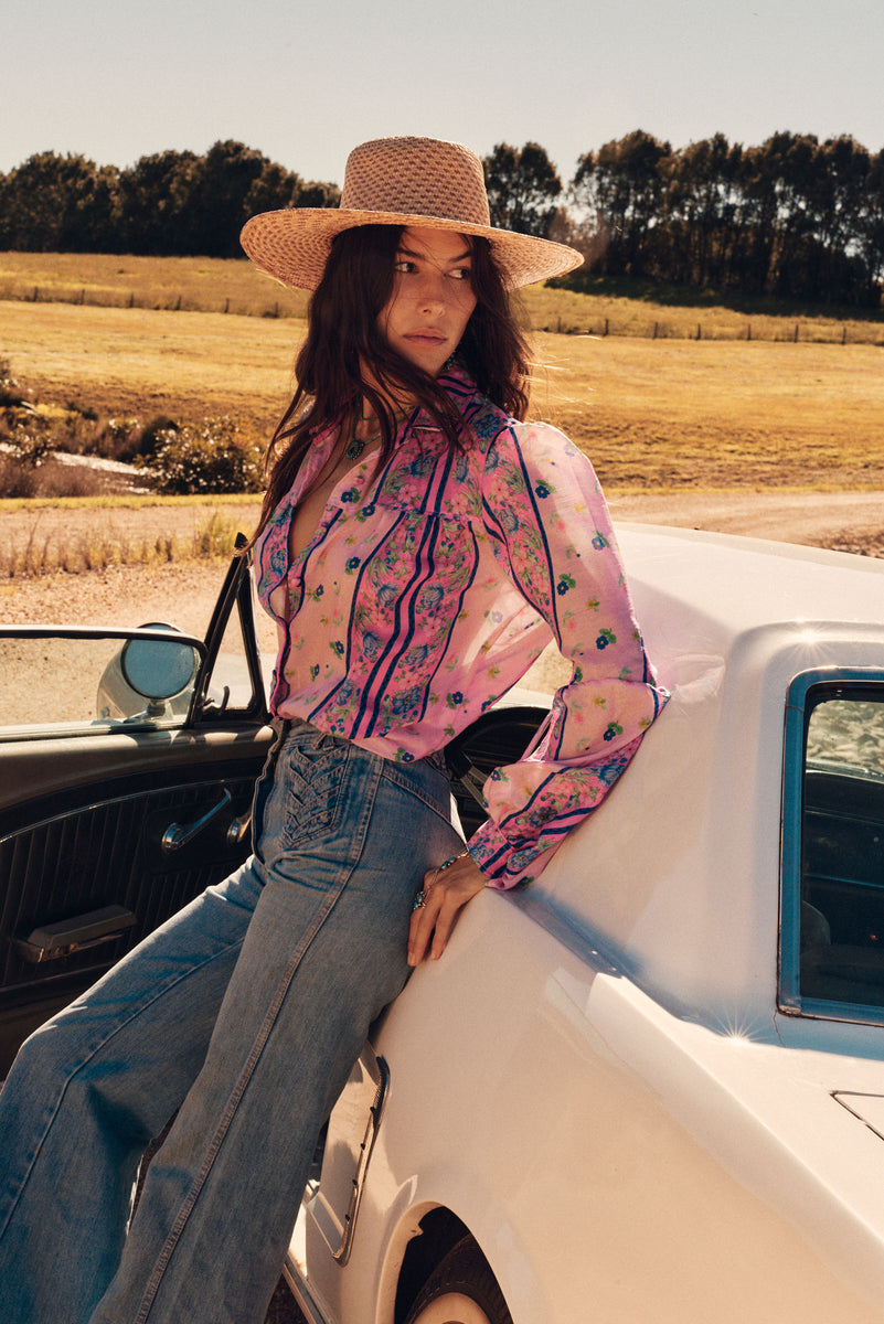 Break On Through Silk Blouse - Blush Meadow