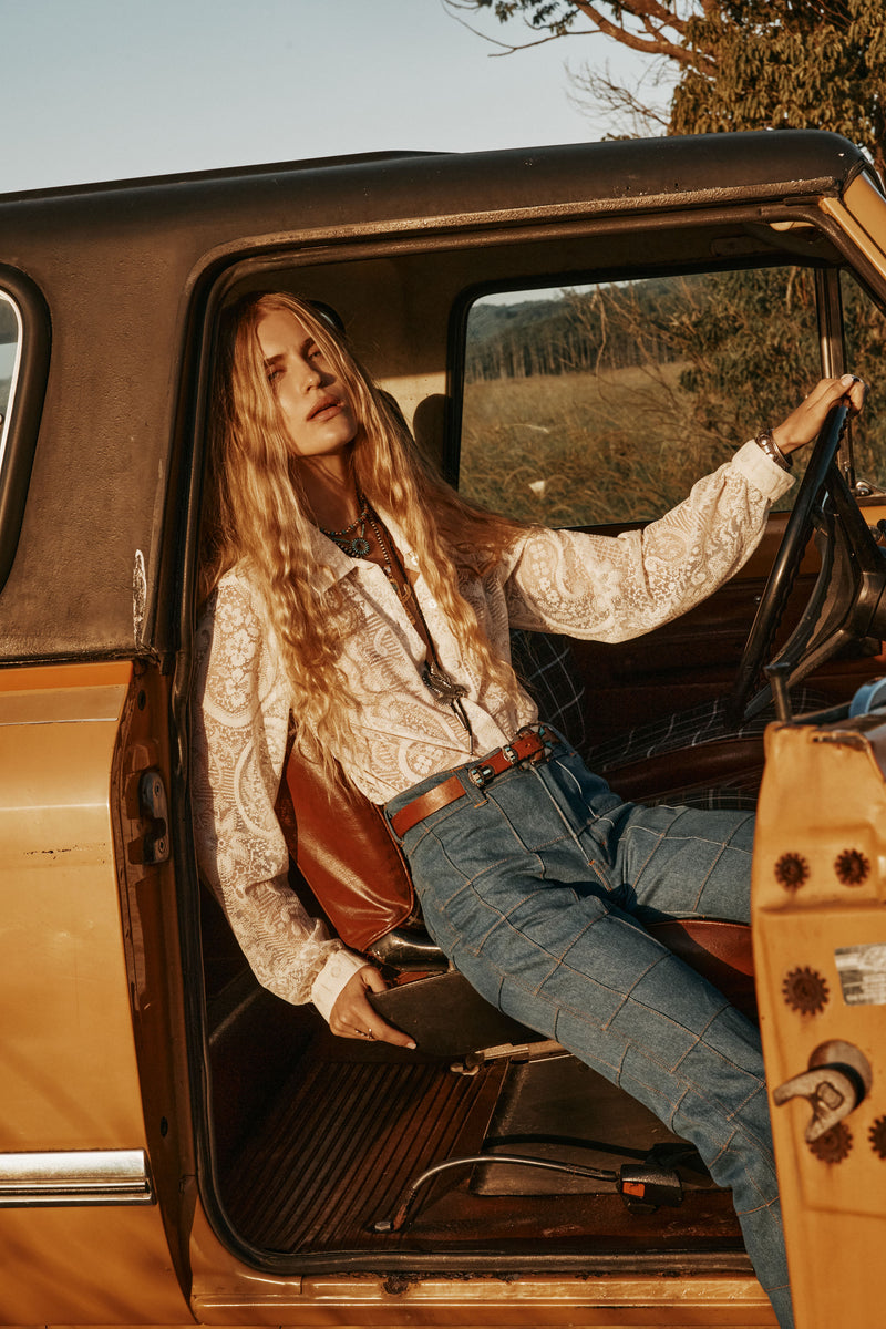 Sweet Virginia Paisley Lace Long Sleeve Shirt