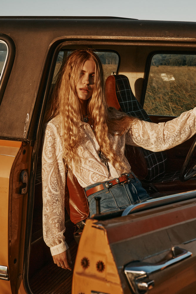Sweet Virginia Paisley Lace Long Sleeve Shirt