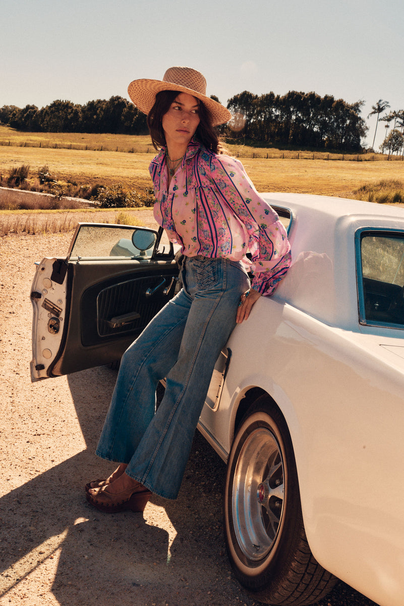 Break On Through Silk Blouse - Blush Meadow