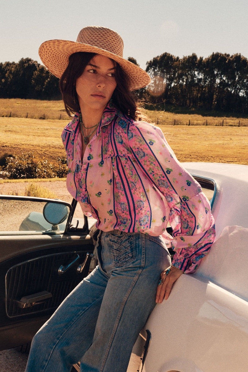 Break On Through Silk Blouse - Blush Meadow