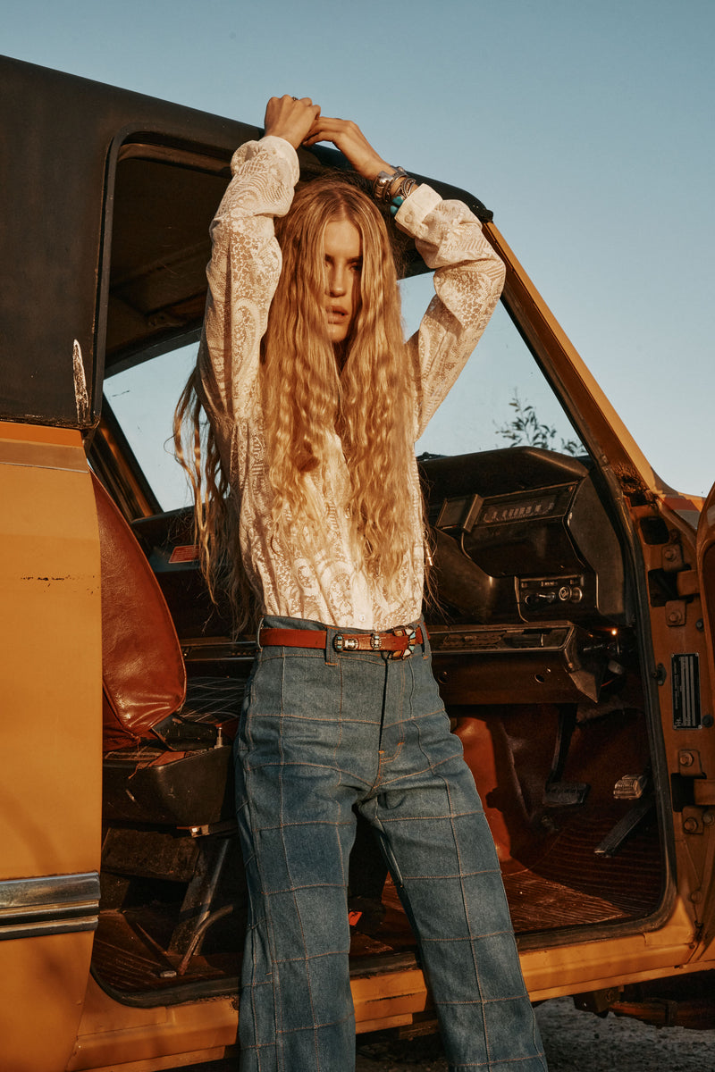 Sweet Virginia Paisley Lace Long Sleeve Shirt