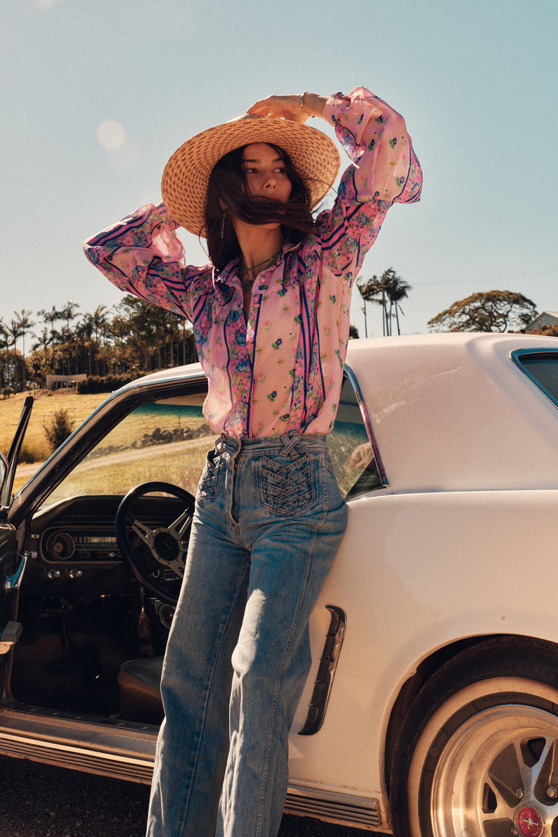 Break On Through Silk Blouse - Blush Meadow