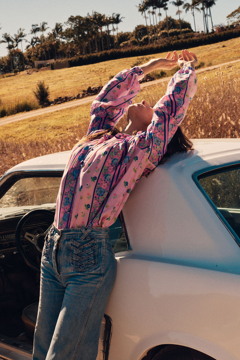 Break On Through Silk Blouse - Blush Meadow