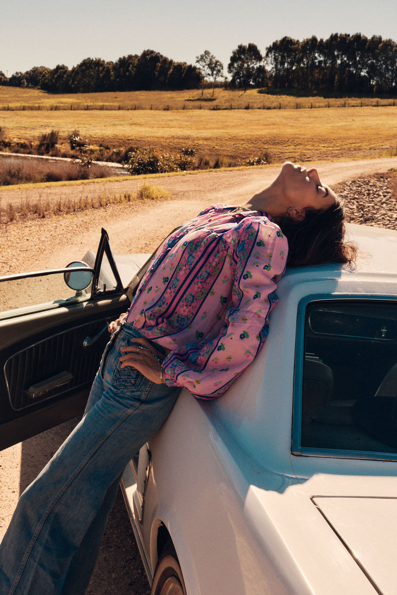 Break On Through Silk Blouse - Blush Meadow