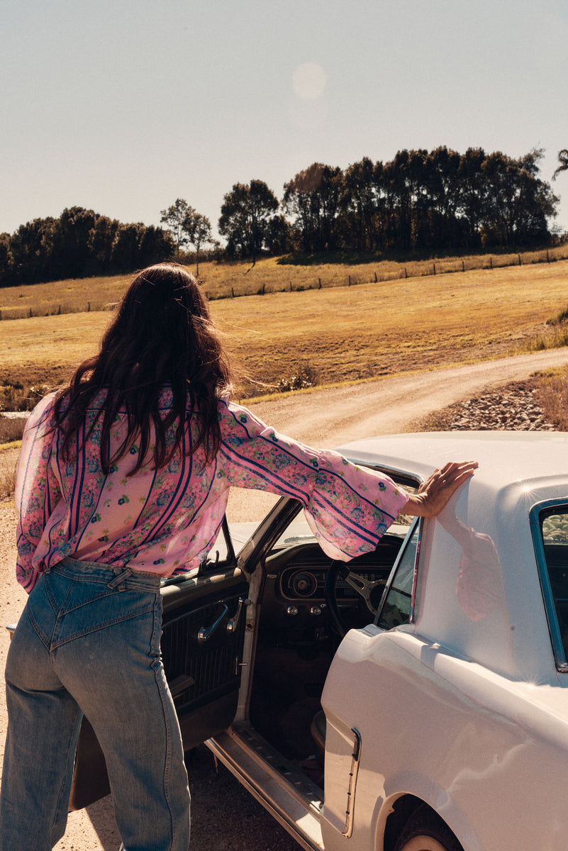 Break On Through Silk Blouse - Blush Meadow