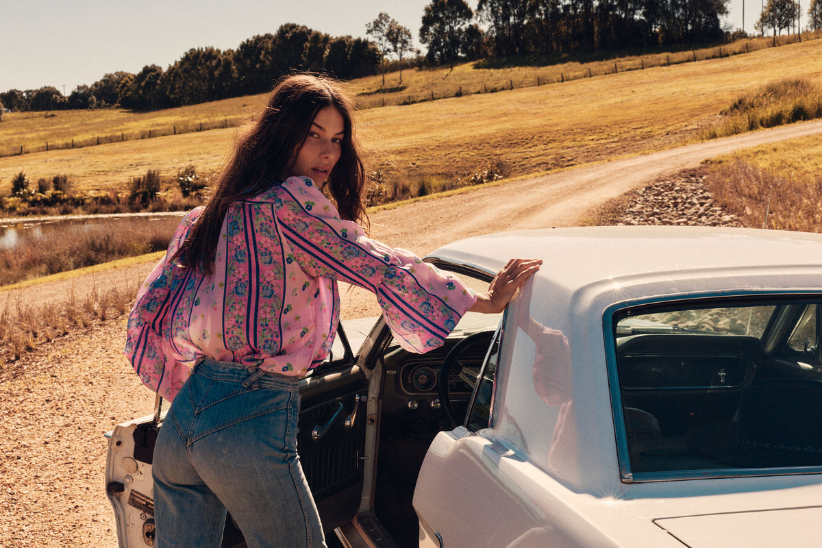 Break On Through Silk Blouse - Blush Meadow
