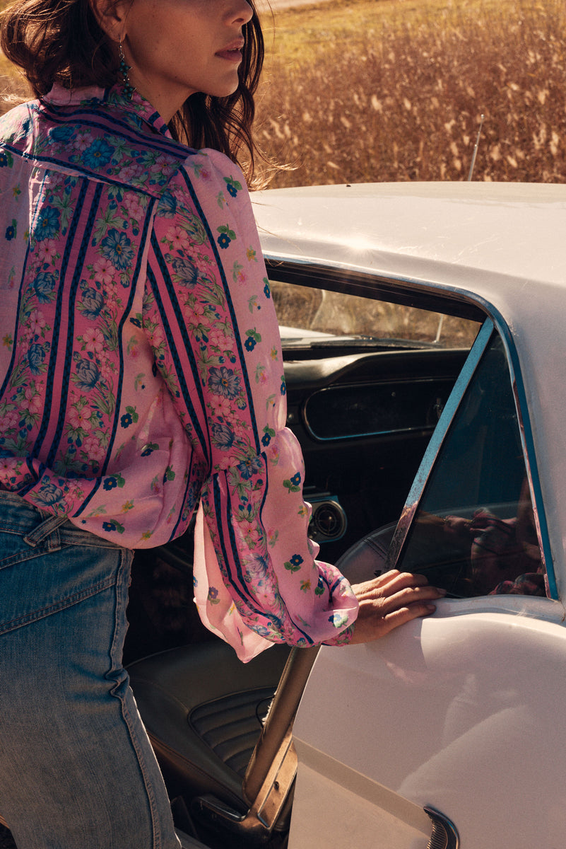 Break On Through Silk Blouse - Blush Meadow