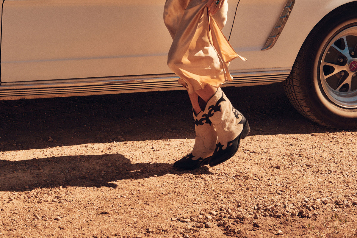 If They Come Lookin’ Leather + Suede Cowboy Boots - Bone