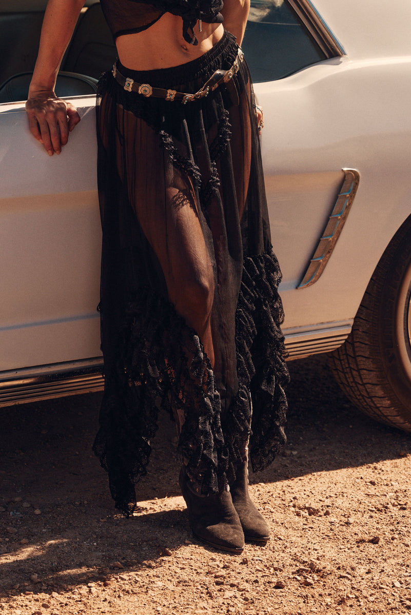 Die Another Day Silk Chiffon And Lace Skirt