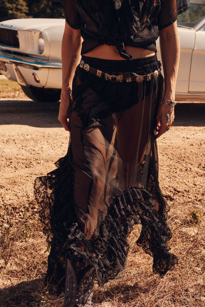 Die Another Day Silk Chiffon And Lace Skirt