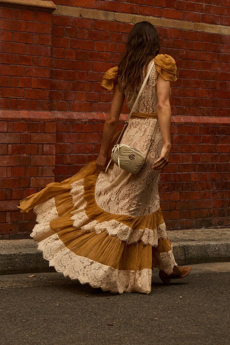 Lady of the Flowers Lace & Silk Maxi Dress