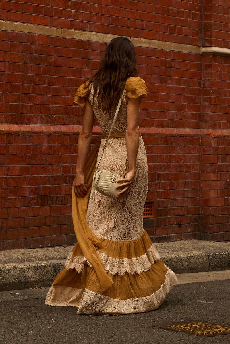 Lady of the Flowers Lace & Silk Maxi Dress