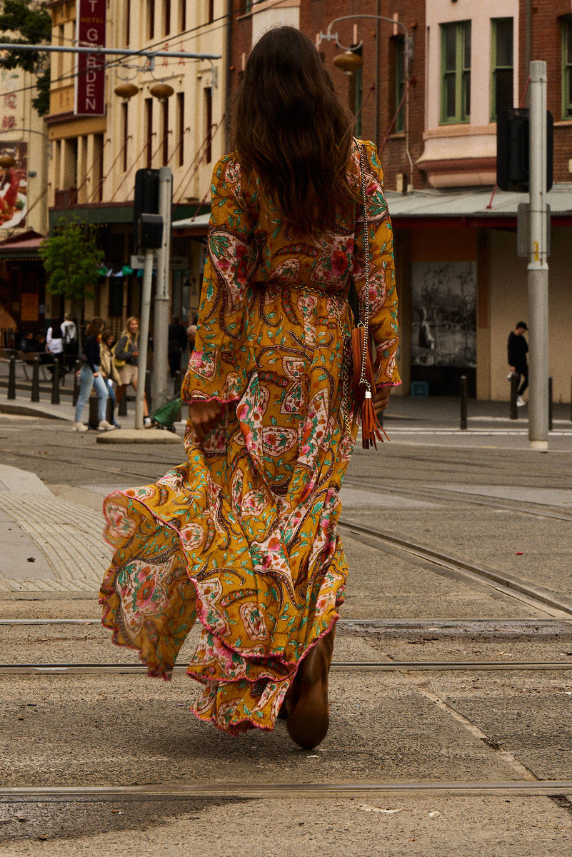 Sunshine Daydream Silk/Cotton Maxi Dress - Marigold