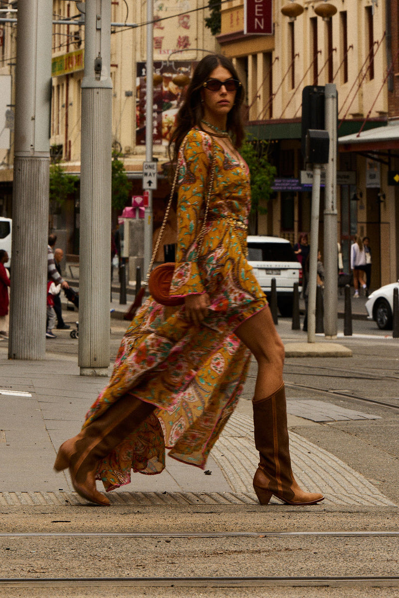 Sunshine Daydream Silk/Cotton Maxi Dress - Marigold