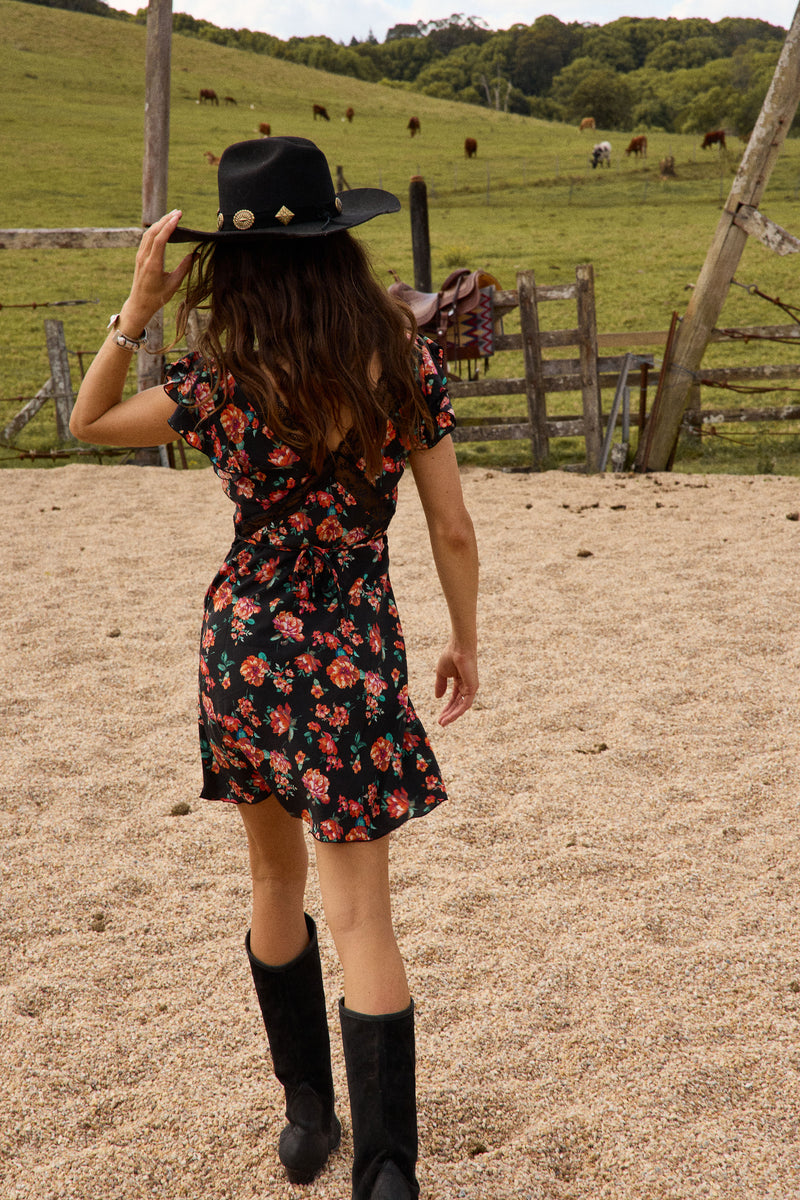 I Remember Everything Silk Mini Dress - Dark Floral